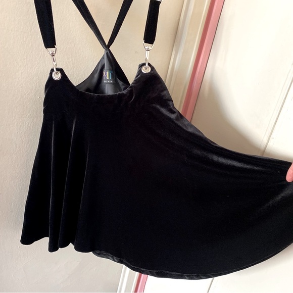 Opening Ceremony x Esprit Black Velvet Pinafore Skater Skirt w Suspender Straps - Picture 2 of 7